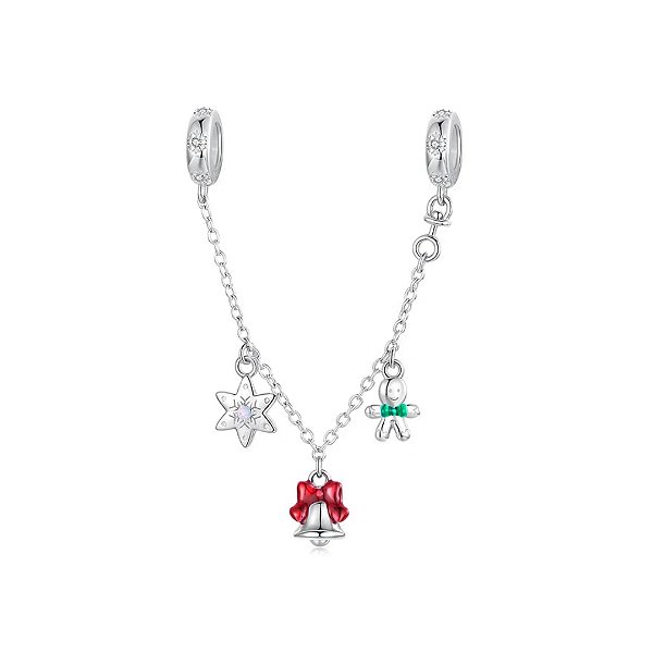 Trava corrente segurança natal prata legitima 925