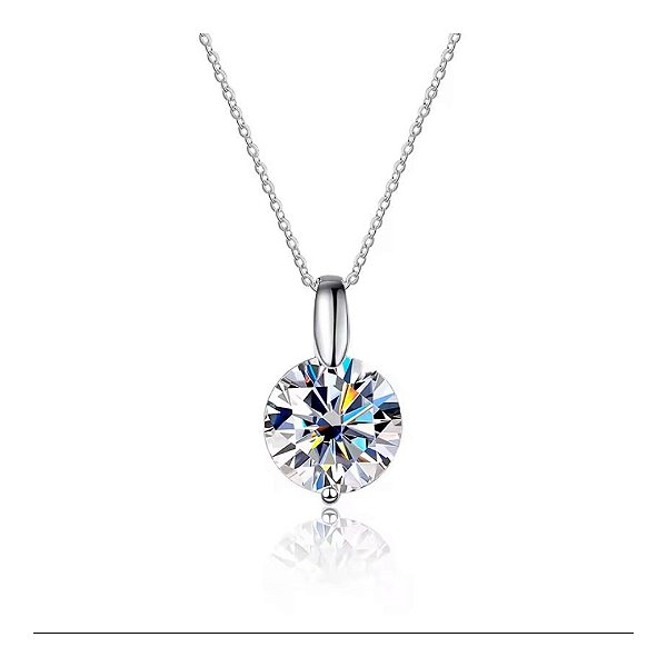 Colar ponto de luz moissanite 5mm 0.5ct prata legítima 925
