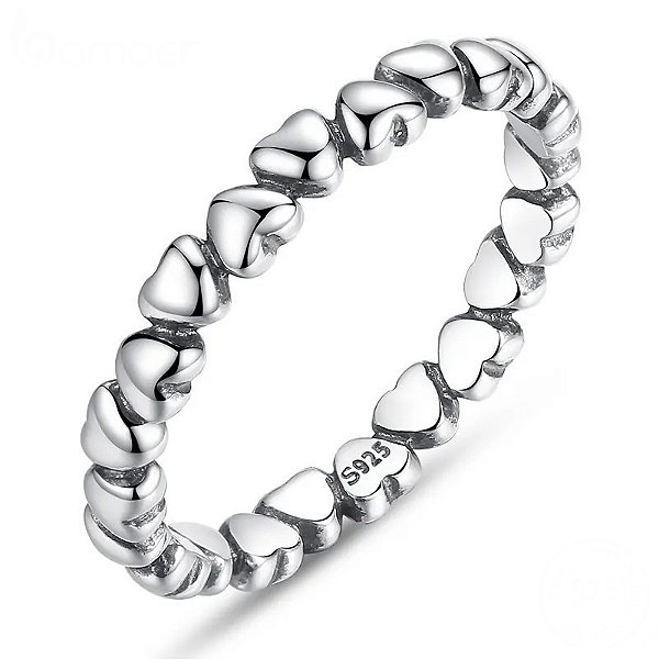 Anel Aparador Corações Em Prata Legítima 925 Eternal Joias