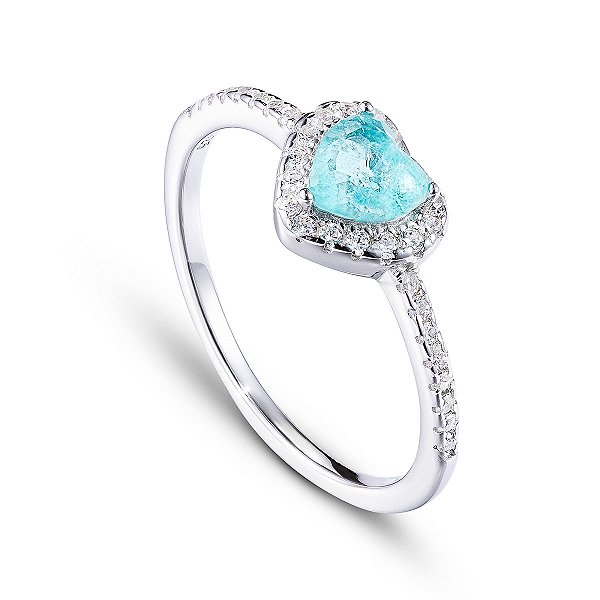 Anel Solitario Coraçao Turmalina Em Prata Legítima 925