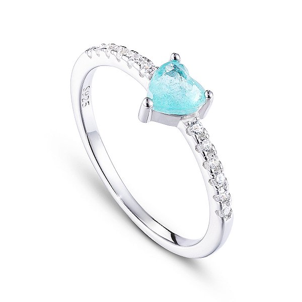 Anel Coração Princesa Turmalina Prata 925 Eternal Joias