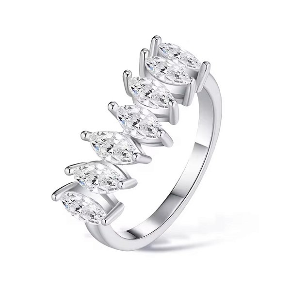 Anel chevron moissanite 3.0x6.0mm 0.3ct prata legítima 925