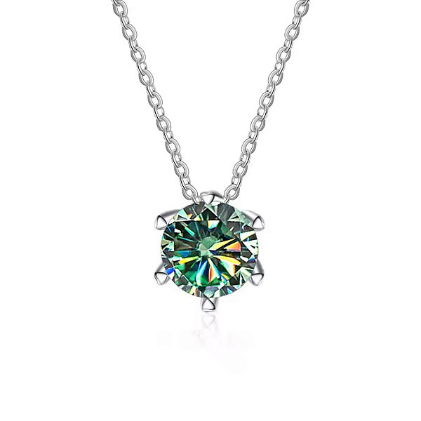 Colar Ponto De Luz Ciano Moissanite 6.5mm 1.0ct Prata 925