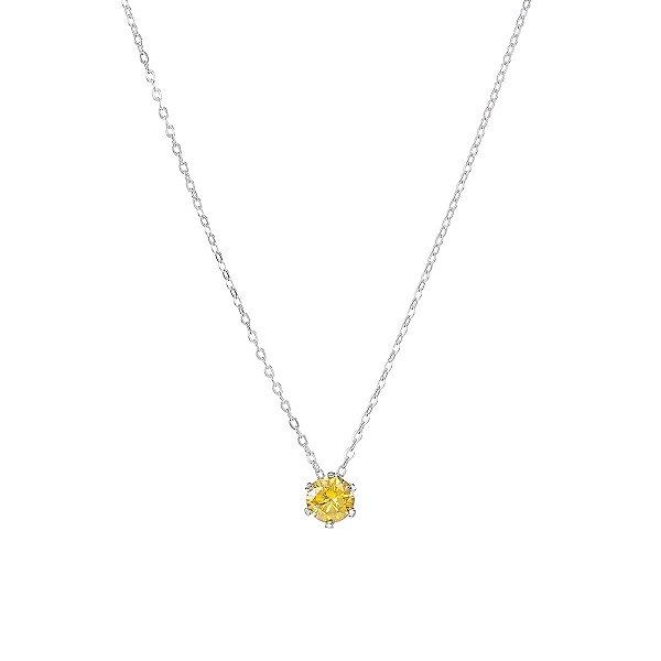 Colar yellow fancy moissanite 6.5mm 1.0ct prata 925