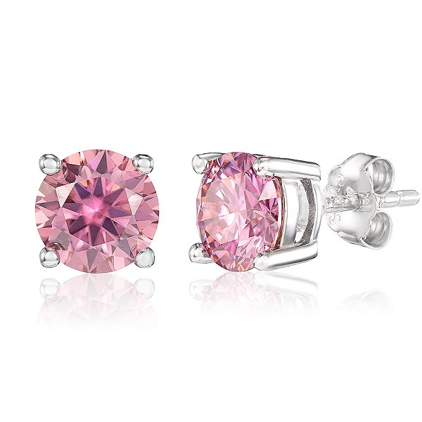 Brinco ponto de rosa blue moissanite 6.5mm 1.0ct