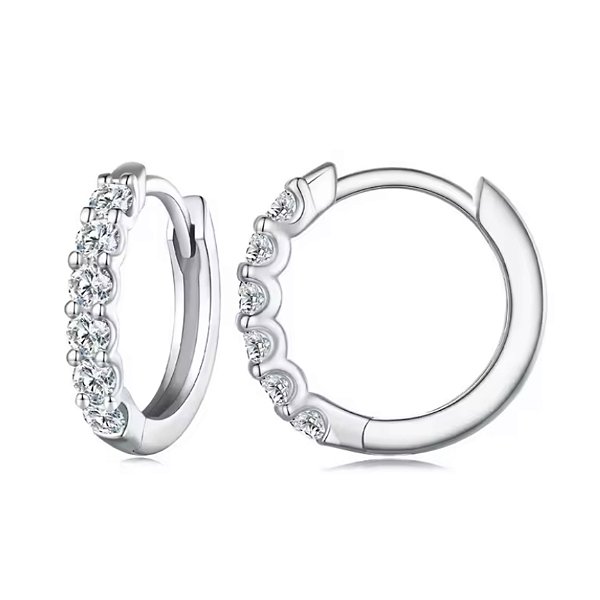 Brinco Argolinha Diamante Moissanite 2mm 0.03ct Prata 925