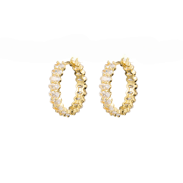 Brinco argola brilhante banho ouro 18k hipoalérgico semijoia