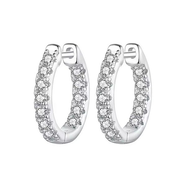 Brinco argolinha moissanite 1.75mm 0.023ct prata 925