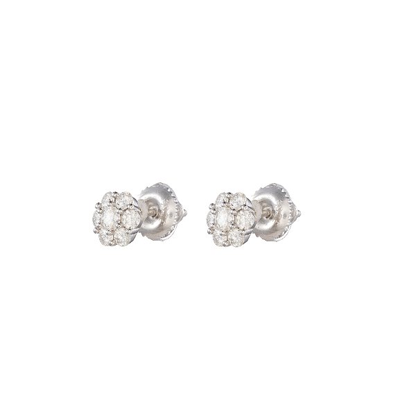 Brinco moissanite florzinha 2,5mm 0.0,6ct prata legítima 925