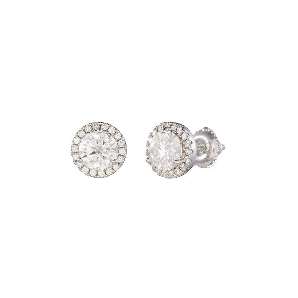 Brinco moissanite ponto de luz 6mm 0.8ct prata 925