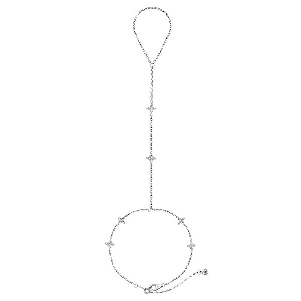 Pulseira hand chain trevinhos em prata legítima 925