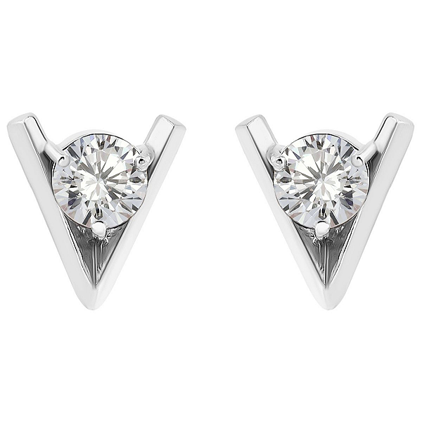 Brinco moissanite em V 6.5mm 1.0ct prata 925 Eternal