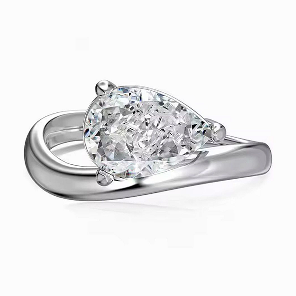 Anel solitario gota de luz moissanite 6mm 1.0ct prata 925