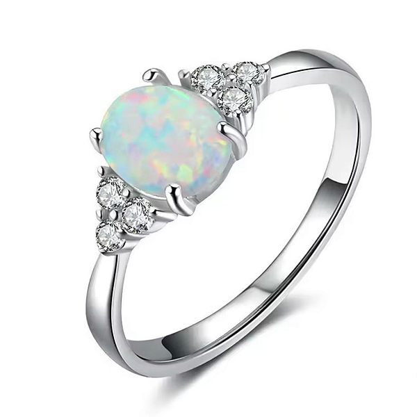 Anel opala oval em prata legítima 925