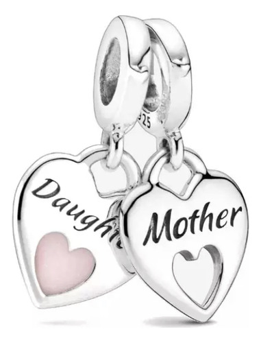 Berloque Pingentes Mãe E Filha Prata 925 Legitima De Lei Rosa