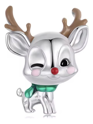 Berloque Separador Rena De Natal Em Prata Legítima 925 Prata