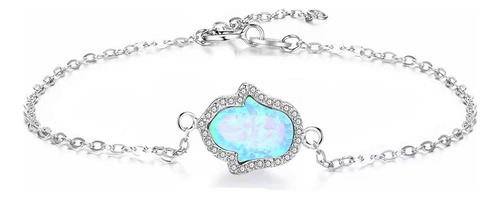 Pulseira Opala azul natural proteção Prata 925 Eternal Joias cor:azul