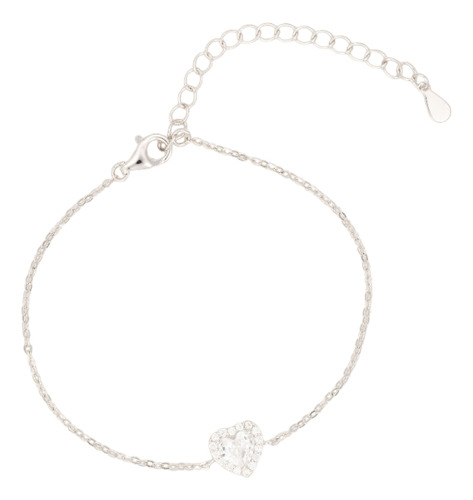 Pulseira coração princesa em prata legítima 925 cor: Prata