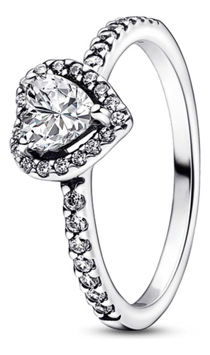 Anel Solitário Coração Cravejado Em Prata Legítima 925
