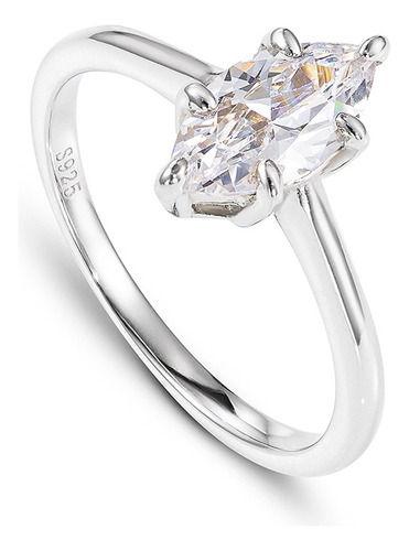 Anel Solitario Navete Em Prata Legítima 925 Eternal Joias