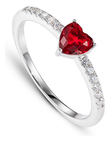 Anel Princesa Coracao Vermelho Prata 925 Legítima Eternal
