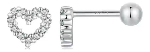 1 Piercing Rosca Coração Vazado Em Prata Legítima 925