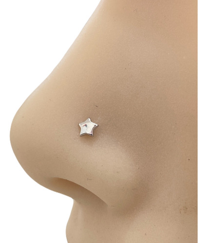 Piercing reto estrela em prata legítima 925 Eternal Joias cor: Prata