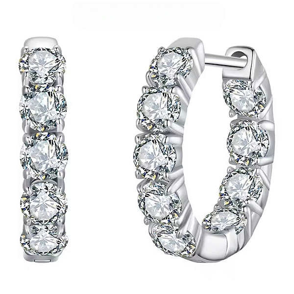 Brinco glamou argola moissanite pedra 3mm 0,1ct em prata 925