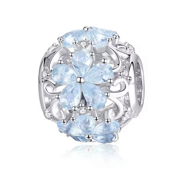 Berloque separador margarida azul Prata 925 Eternal joias