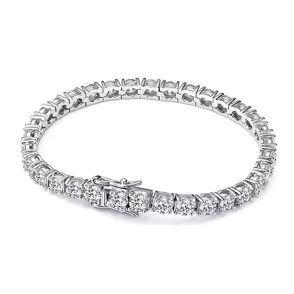 Pulseira riviera fecho gaveta moissanite 5mm 0.50ct prata