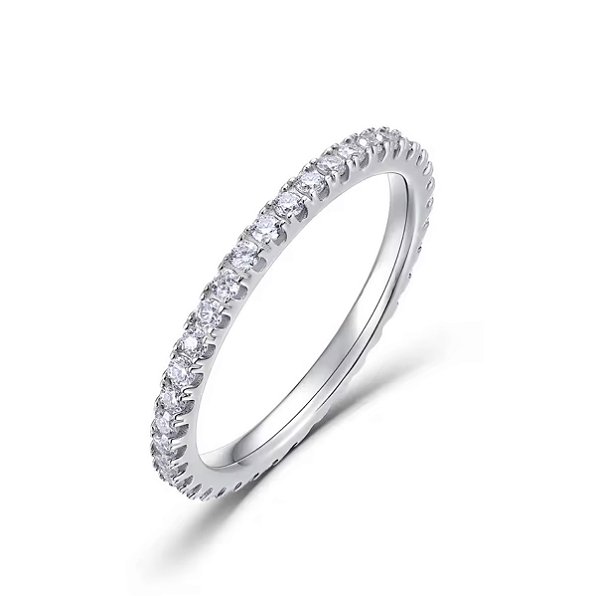 meia aliança fina moissanite  0.7 quilates ct  prata 925