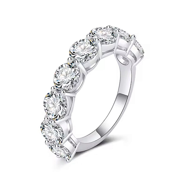 Anel meia aliança pedra moissanite 5mm 0.5ct prata 925