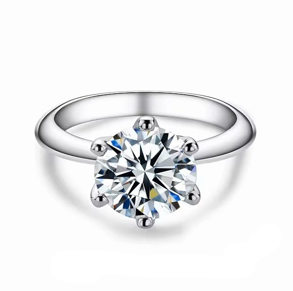 Anel solitário moissanite 8mm  2.0ct prata 925 Eternal