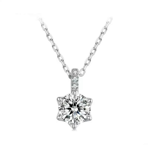 Colar ponto de luz moissanite 5mm 0.5ct prata 925 Eternal
