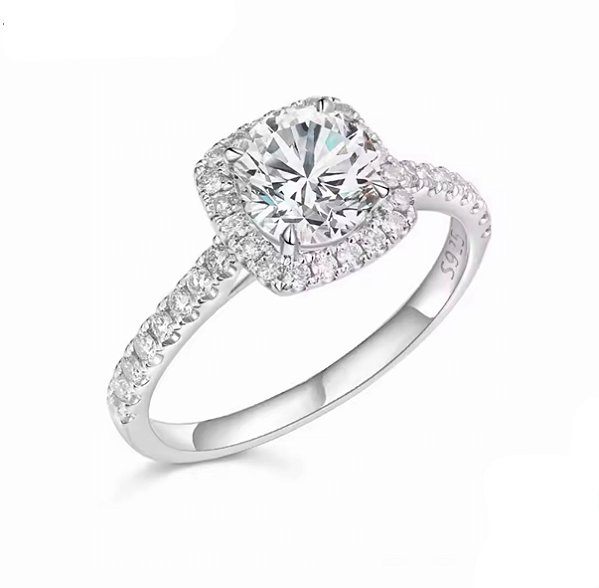Anel classico moissanite 5mm 0.5ct prata 925 Eternal joias