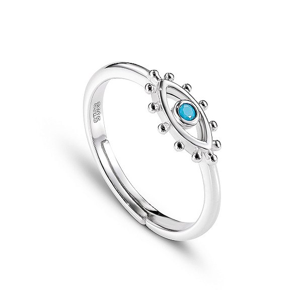 Anel ajustavel olho grego prata legitima 925 Eternal