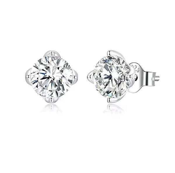 Brinco Ponto de luz Moissanite 5mm 0,5ct Prata Legítima 925