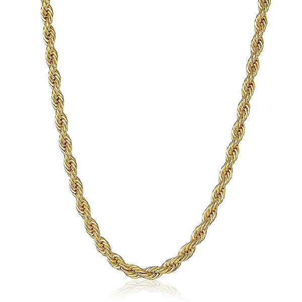 Colar cordao baiano 3mm  35cm hipoalergenico banho ouro 18k