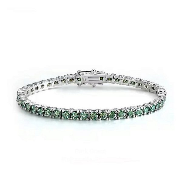 Pulseira riviera fecho gaveta moissanite ciano 4mm 0.3ct