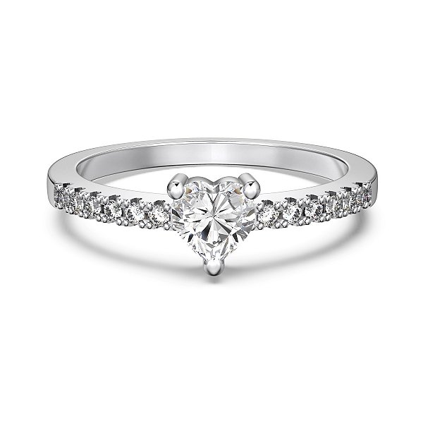 Anel coração moissanite 0.5ct Prata Legítima 925 Eternal