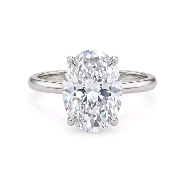 Anel solitario oval moissanite 9x11mm 5ct Prata 925 Eternal