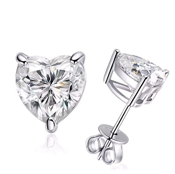 Brinco coração Moissanite 3.0ct Prata 925 Eternal