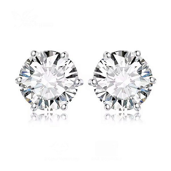 Brinco solitario moissanite 10mm 4ct  prata legítima 925 GRA