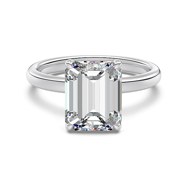 Anel Solitario Emerald cut Prata Legítima 925 Eternal Joias