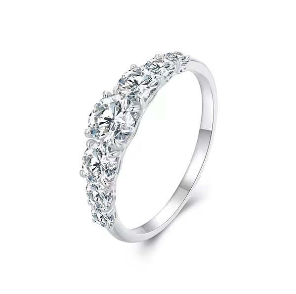 Anel Meia Aliança Princesa Moissanite .5ct Prata 925 Eternal