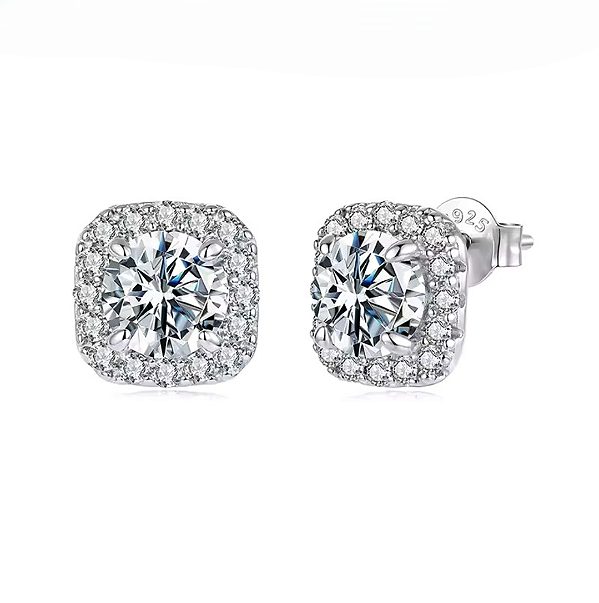 Brinco classico quadrado Moissanite 1.0ct Prata 925 Eternal