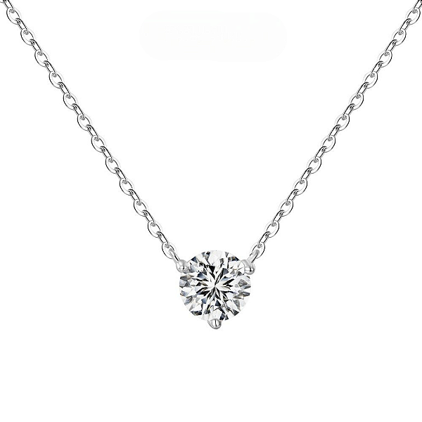 Colar ponto de luz  zirconia 6.5mm em prata legítima 925