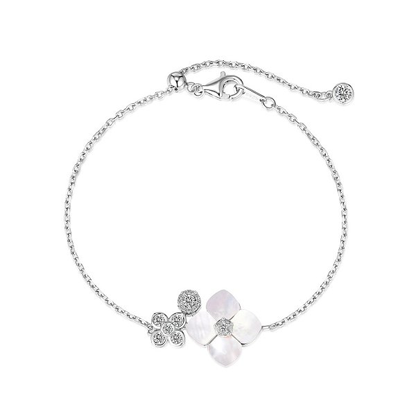 Pulseira Flor Madrepérola Em Prata Legítima 925
