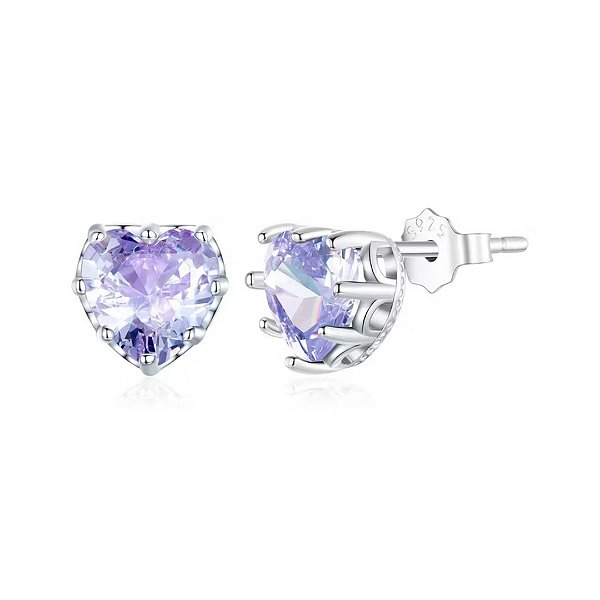 Brinco coração Lilas Em Legítima 925 Eternal Joias