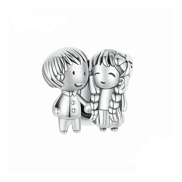 Berloque stopper separador silicone casal prata 925 Eternal
